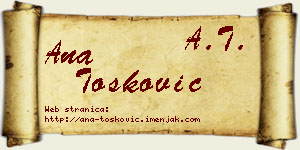 Ana Tošković vizit kartica